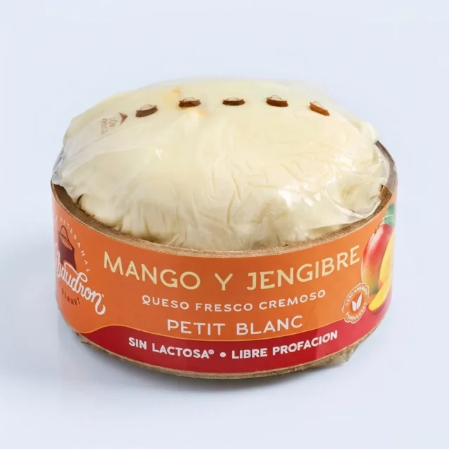 Queso Petit Blanc Mango y Jengibre · Imagen generada